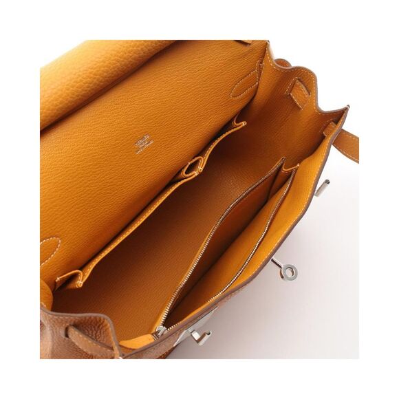 Pre Loved Hermes Leather Crossbody Bag Women Orange Shopper Bags - Picture 4 of 8